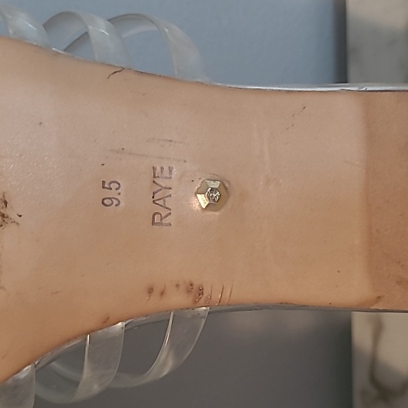 Raye Lyric Revolve Women's 9.5 Metallic Silver and Clear Strappy Heeled Sandals - Picture 11 of 11